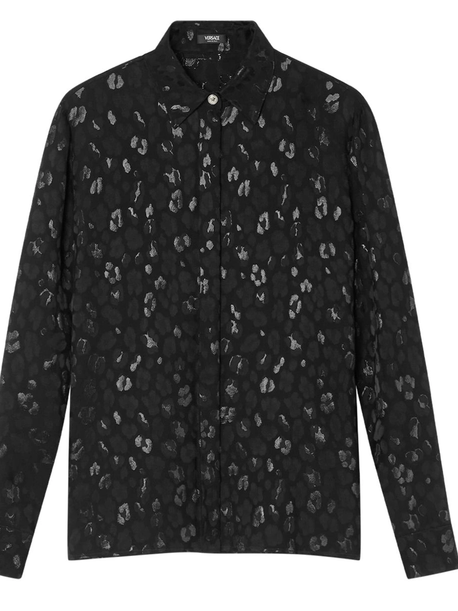 Cheap shirt Versace leopard-jacquard Women satin 0728